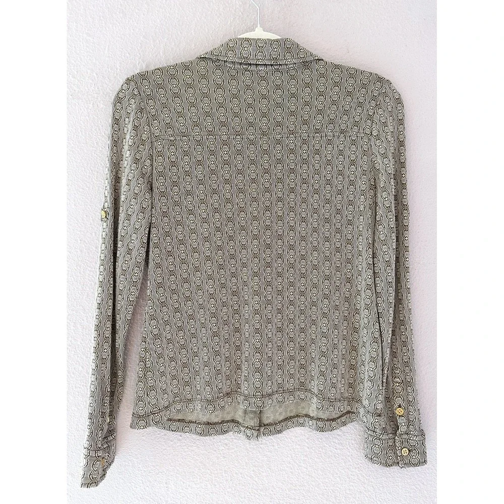 Tory Burch Chain‎ Print Knit Button Up Blouse Career Wear Preppy Y2K Medium